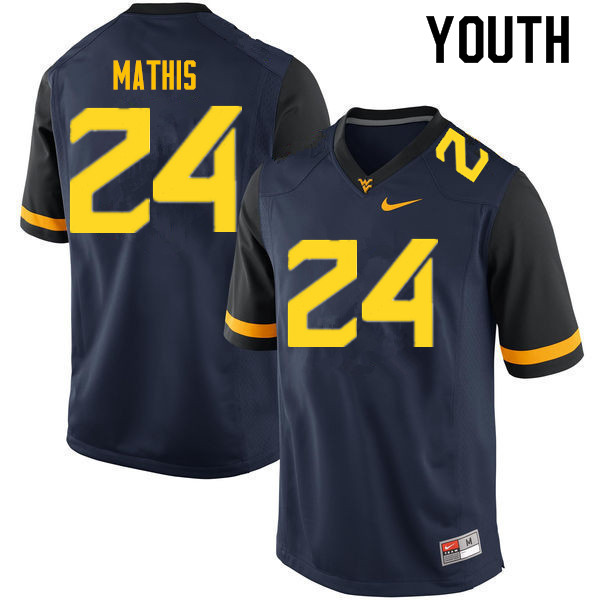 Youth #24 Tony Mathis West Virginia Mountaineers College Football Jerseys Sale-Navy - Click Image to Close